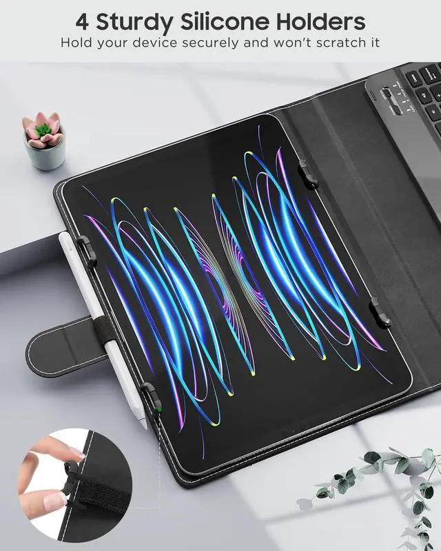 Alt view image 4 of 5 - MoKo Universal Tablet Case with Keyboard for 9",9.7",10.1",10.2",10.4",10.5",10.9",11" Tablets, with Removable Wireless Bluetooth Keyboard & Pen Holder for iPad, Samsung, Fire, Pixel, Other Tablet