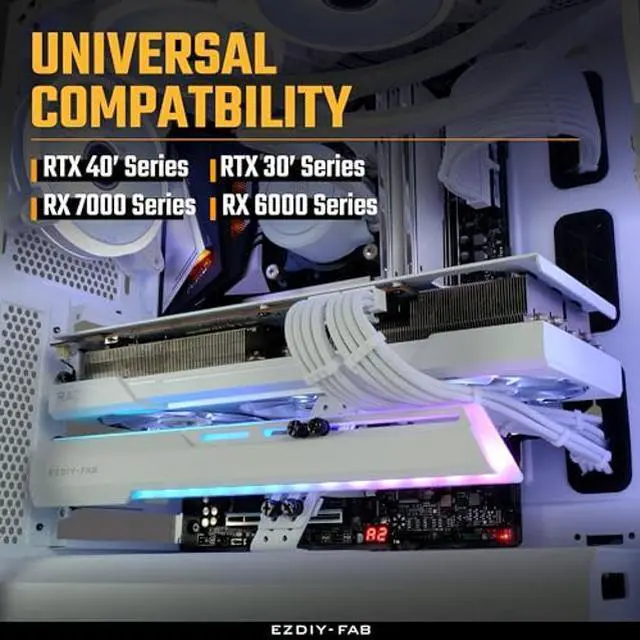 Alt view image 2 of 5 - EZDIY-FAB 5V ARGB GPU Holder Brace Graphics Card GPU Support Video Card Holder Bracket, Strenchable Structure, Video Card Sag Holder/Holster Bracket Support RX7990XTX, RTX4090, White-341-1