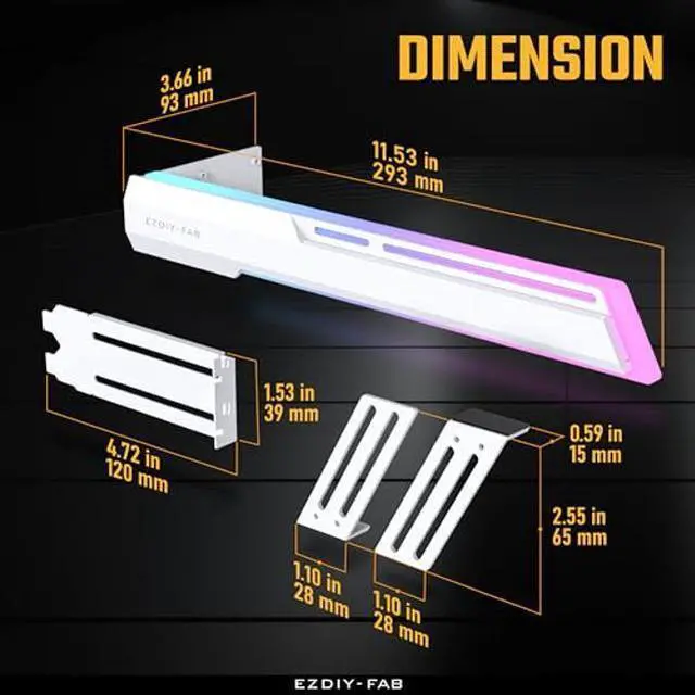 Alt view image 3 of 5 - EZDIY-FAB 5V ARGB GPU Holder Brace Graphics Card GPU Support Video Card Holder Bracket, Strenchable Structure, Video Card Sag Holder/Holster Bracket Support RX7990XTX, RTX4090, White-341-1