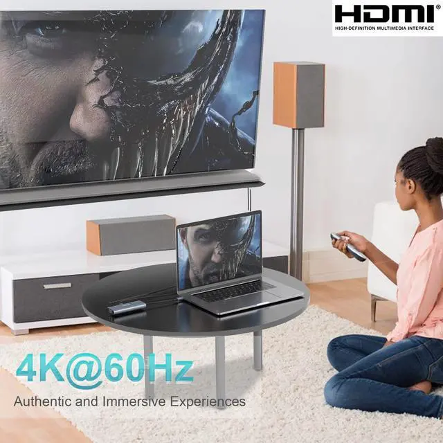 Alt view image 3 of 5 - 4K@60Hz USB C Hub with Ethernet, 6-in-1 Multiport Adapter with 4K@60Hz HDMI, 10Gbps USB3.0, 100W PD Charging and Gigabit Ethernet, MacBook Docking Station Compatible with Mac M1, M2, iPad, Steam Deck
