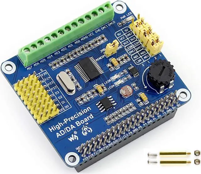 Main image of High-Precision AD/DA Expansion Board for Raspberry Pi 4B/Raspberry Pi 3B+/Raspberry Pi3B/2B/Raspberry Pi Zero/Zero W/Zero WH/Raspberry Pi Zero 2W/ Zero 2WH/Jetson Nano, Onboard ADS1256/ DAC8552 Chip