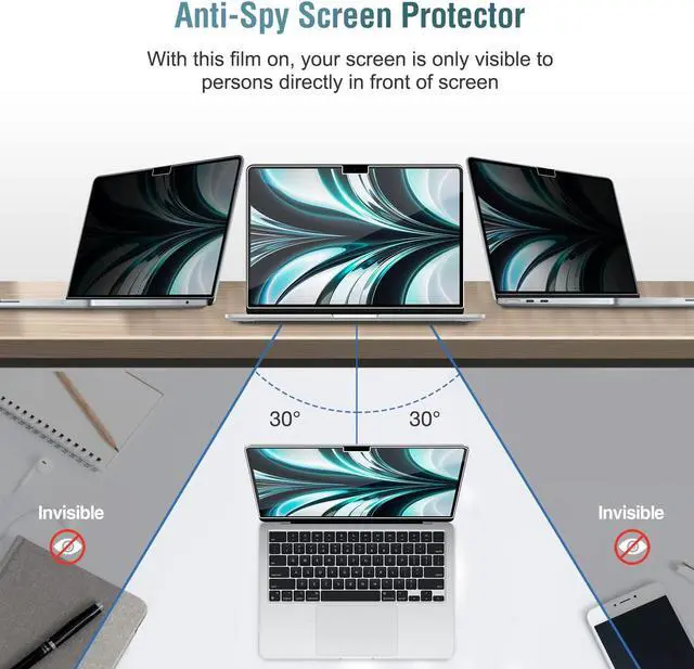 Alt view image 3 of 5 - ProCase Privacy Screen Protector for MacBook Air 13.6 M2 2022 Release Bundle with Hard Travel Electronic Organizer Case for MacBook Power Adapter Chargers Cables Rosegold