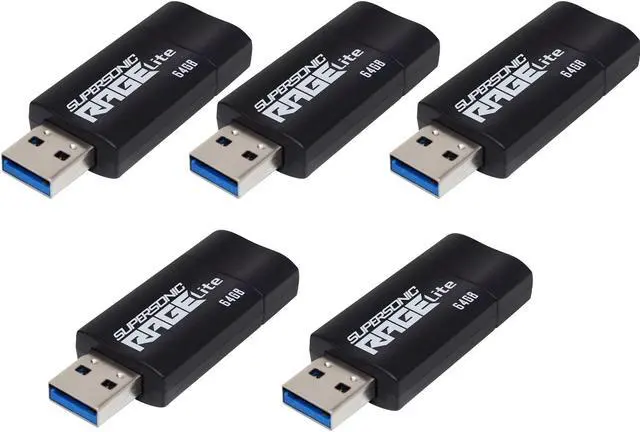 Alt view image 2 of 2 - Patriot Memory Supersonic Rage Lite USB 3.2 Gen 1 Flash Drive - 64GB 5 Pack, Lot of 5 - PEF64GRLB325