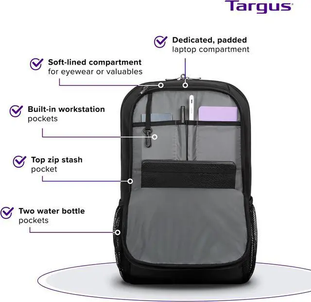 Alt view image 3 of 5 - Targus 17 Inch Classic Laptop Backpack - Fits Most Laptops up to 17", Padded Travel Backpack for Business Commuters, College, and Travel (TBB944GL)