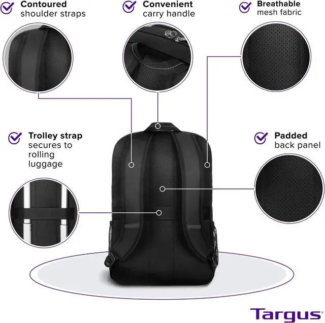 Alt view image 4 of 5 - Targus 17 Inch Classic Laptop Backpack - Fits Most Laptops up to 17", Padded Travel Backpack for Business Commuters, College, and Travel (TBB944GL)