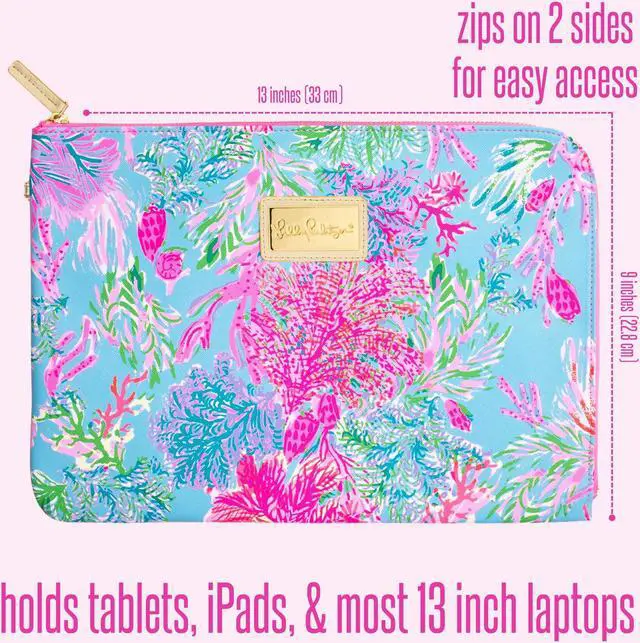 Alt view image 2 of 4 - Lilly Pulitzer Padded Tech Sleeve with Small Zip Pouch for Accessories, Cute Laptop Case for Women, Tablet Bag or 13 Inch Laptop Sleeve (Cay to My Heart)