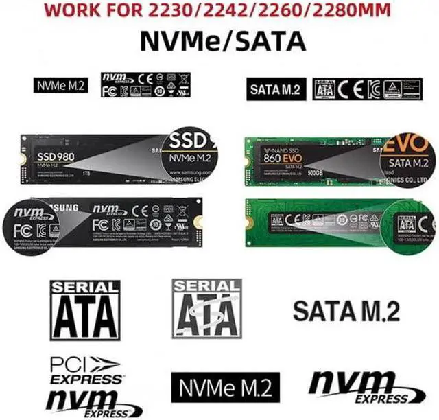 Alt view image 5 of 5 - xiwai Type-C USB3.0 to Combo NVME M-Key M.2 NGFF SATA SSD PCBA Case 2280/2242/2230mm Adapter RTL9210B Chipset