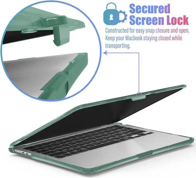 Alt view image 4 of 5 - IBENZER Heavy Duty Case for 2025 2024 2023 MacBook Air 15 inch M4 A3241 M3 A3114 M2 A2941, Hexpact case with ScreenFilm&KeyboardCover, Protective Cover for Mac Air 15.3, MidnightGreen, HPE-AT15-MTGN+2