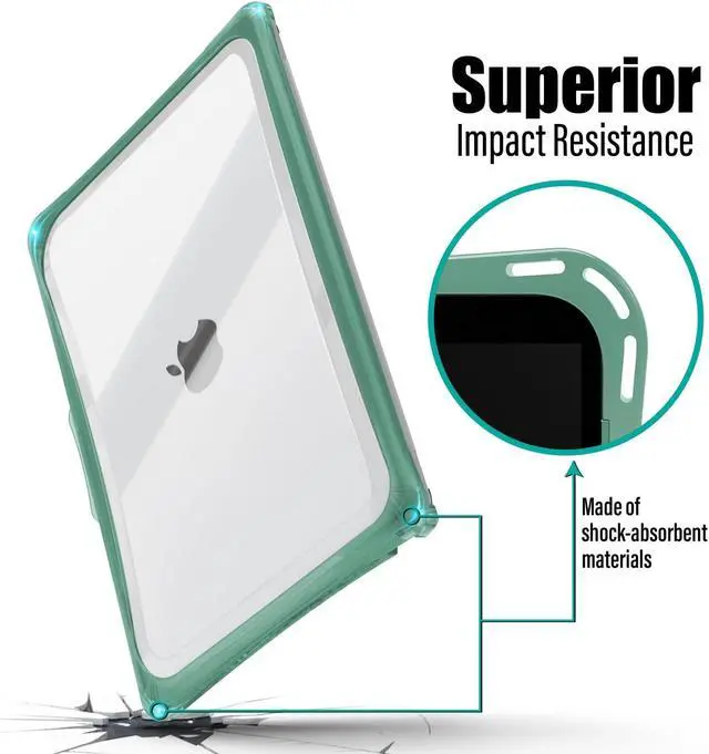 Alt view image 3 of 5 - IBENZER Heavy Duty Case for 2024 2023 2022 M2 M1 MacBook Pro 13 inch A2338 A2289 A2251 A2159 A1989 with Screen Film&Keyboard Cover, Hexpact Case for 2024-2016 Mac Pro 13, Midnight Green,HPE-T13MTGN+2