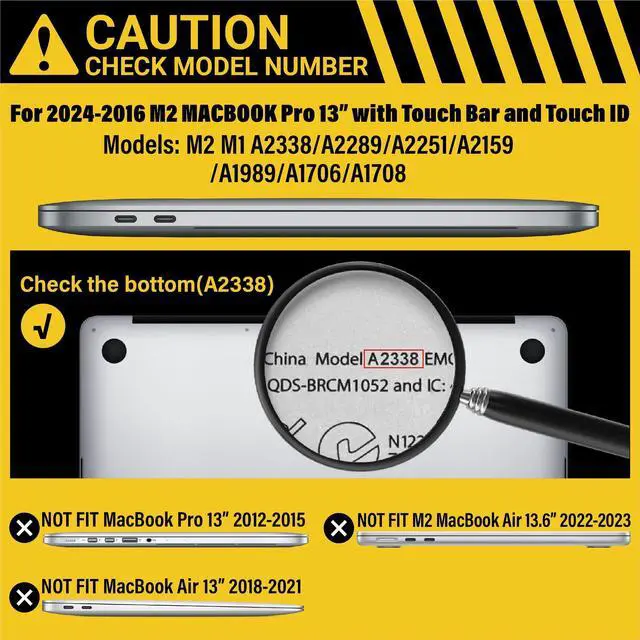 Alt view image 2 of 5 - IBENZER Heavy Duty Case for 2024 2023 2022 M2 M1 MacBook Pro 13 inch A2338 A2289 A2251 A2159 A1989 with Screen Film&Keyboard Cover, Hexpact Case for 2024-2016 Mac Pro 13, Midnight Green,HPE-T13MTGN+2