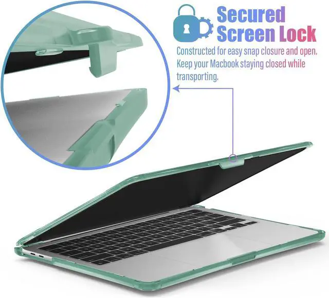 Alt view image 4 of 5 - IBENZER Heavy Duty Case for 2024 2023 2022 M2 M1 MacBook Pro 13 inch A2338 A2289 A2251 A2159 A1989 with Screen Film&Keyboard Cover, Hexpact Case for 2024-2016 Mac Pro 13, Midnight Green,HPE-T13MTGN+2