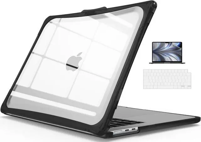 Main image of IBENZER Heavy Duty Case for 2025 2024 2023 MacBook Air 15 inch M4 A3241 M3 A3114 M2 A2941, Hexpact case with ScreenFilm &KeyboardCover, Protective Cover for Mac Air 15.3, Black, HPE-AT15-BK