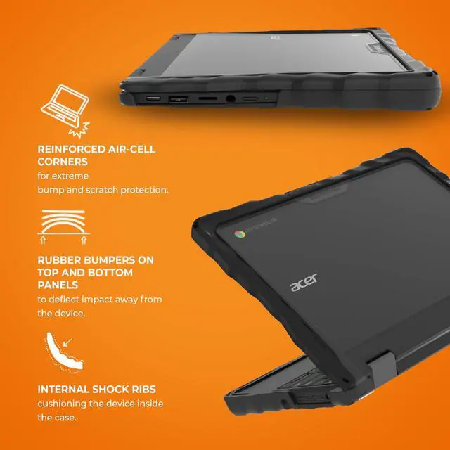 Alt view image 3 of 5 - Gumdrop DropTech Laptop Case Fits Acer Chromebook Spin 511 (R756TN) 2-in-1 - Rugged Drop Tested and Shockproof Reliable Device Protection for Kids K-12 Students School Office or Business Use - Black