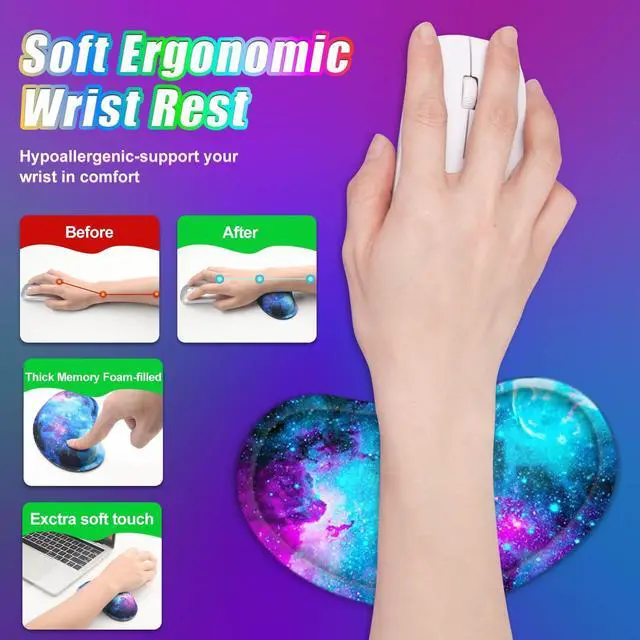 Alt view image 5 of 5 - ToLuLu Wireless Charging RGB Gaming Mouse Pad, 15W LED Mouse Mat with 30W Charger, 14 Light Modes Large Mousepad with Wrist Support, Non-Slip Rubber Base Desk Mat Computer Keyboard Pad, Galaxy Nebula