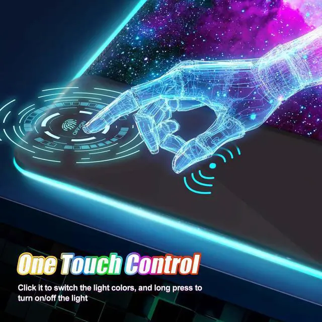 Alt view image 4 of 5 - ToLuLu Wireless Charging RGB Gaming Mouse Pad, 15W LED Mouse Mat with 30W Charger, 14 Light Modes Large Mousepad with Wrist Support, Non-Slip Rubber Base Desk Mat Computer Keyboard Pad, Galaxy Nebula