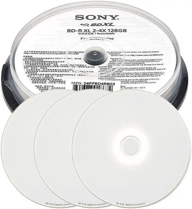 Main image of Digital 4X 128GB BDXL Quad Layer BD-R XL White Inkjet Printable Blu-ray Recordable 50 year archival discs - 3 Discs