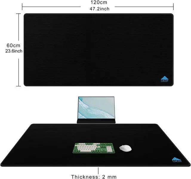 Alt view image 2 of 5 - Cacoy 48''x24'' Gaming Mouse Pad XXL, Large Computer Rectangular Mouse Pad Desk Mat, Special-Textured Surface, Non-Slip Desk Mousepad with Anti-Fray Stitched Edges, Extended Keyboard Mouse Mat (Black)