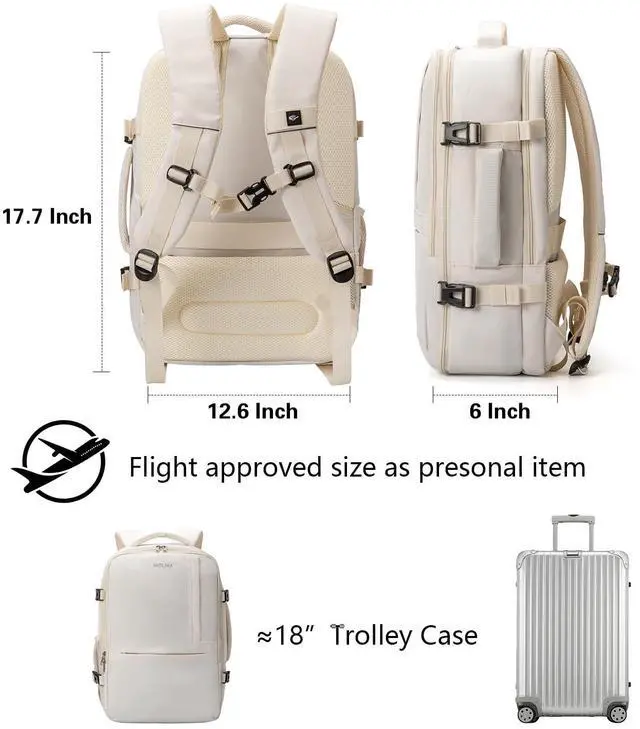 Alt view image 3 of 5 - MOLNIA Travel Backpack, 17.3 Inch Large Laptop Backpack Carry On Backpack Waterproof, as Personal Item Flight Approved College Backpack Convertible Backpack for Men & Women