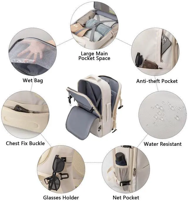 Alt view image 4 of 5 - MOLNIA Travel Backpack, 17.3 Inch Large Laptop Backpack Carry On Backpack Waterproof, as Personal Item Flight Approved College Backpack Convertible Backpack for Men & Women