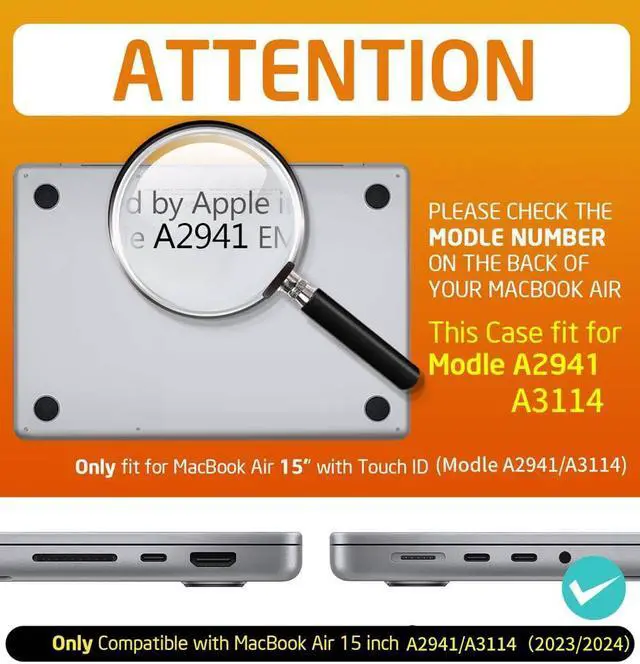 Alt view image 2 of 5 - SUPCASE for MacBook Air 15 Inch Case 2024/2023 (Unicorn Beetle), A3114 M3 / A2941 M2 Heavy Duty Shockproof Anti-Scratch Rugged Hard Shell Protective Cover for MacBook Air 15" with Touch ID, Black