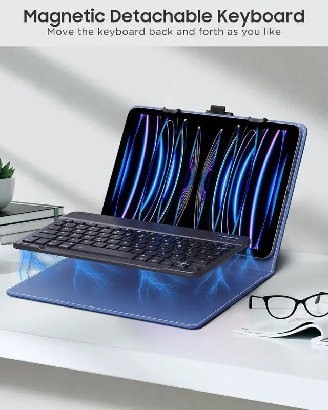 Alt view image 5 of 5 - MoKo Universal Tablet Case with QWERTY Keyboard for 9",9.7",10.1",10.2",10.4",10.5",10.9",11" Tablet, with Removable Wireless Bluetooth Keyboard&Pen Holder for iPad Samsung Fire Pixel, Blue Starry Sky