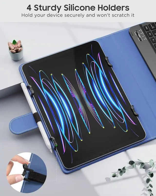 Alt view image 4 of 5 - MoKo Universal Tablet Case with QWERTY Keyboard for 9",9.7",10.1",10.2",10.4",10.5",10.9",11" Tablet, with Removable Wireless Bluetooth Keyboard&Pen Holder for iPad Samsung Fire Pixel, Blue Starry Sky