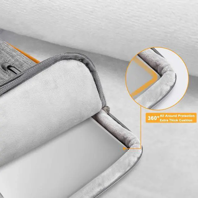 Alt view image 3 of 5 - MOSISO 360 Protective Laptop Shoulder Bag,15 inch Computer Bag Compatible with MacBook Air M4 M3 M2/Pro A1990 A1707, Dell XPS Plus,Side Open Messenger Bag with 4 Zipper Pockets&Handle, Gray