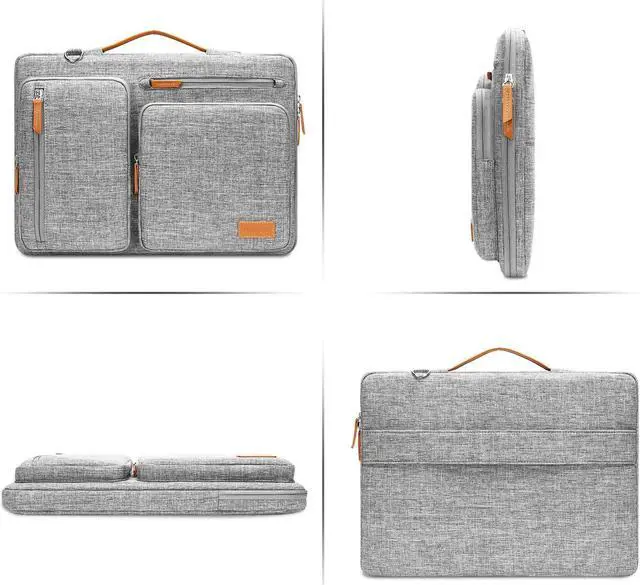 Alt view image 5 of 5 - MOSISO 360 Protective Laptop Shoulder Bag,15 inch Computer Bag Compatible with MacBook Air M4 M3 M2/Pro A1990 A1707, Dell XPS Plus,Side Open Messenger Bag with 4 Zipper Pockets&Handle, Gray