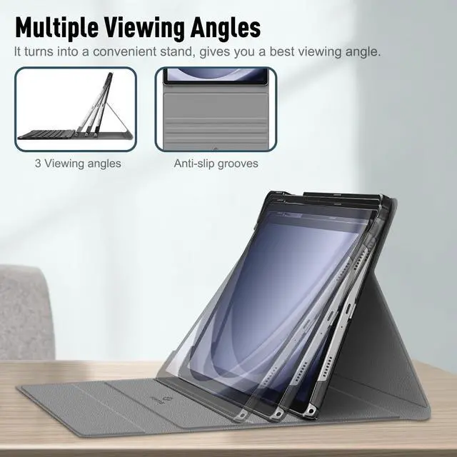 Alt view image 3 of 5 - Fintie Keyboard Case for Samsung Galaxy Tab A9 Plus/A9+ 5G 11 Inch 2023 Model (SM-X210/X216/X218), Slim Lightweight Stand Cover with Magnetically Detachable Wireless Bluetooth Keyboard, Gray