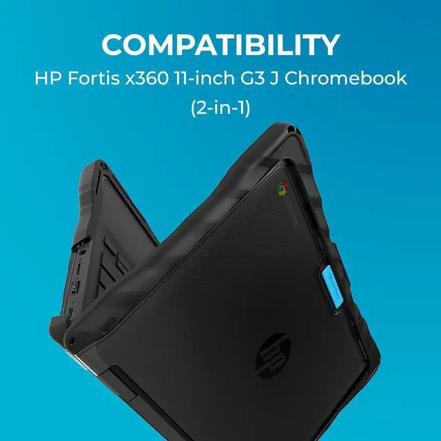 Alt view image 2 of 5 - Gumdrop DropTech Case Fits HP Fortis x360 11-inch G3 J Chromebook (2in1) for Kids K-12 Students Teachers & Classrooms - Drop Tested Rugged Shockproof Bumpers for Reliable Device Protection - Black