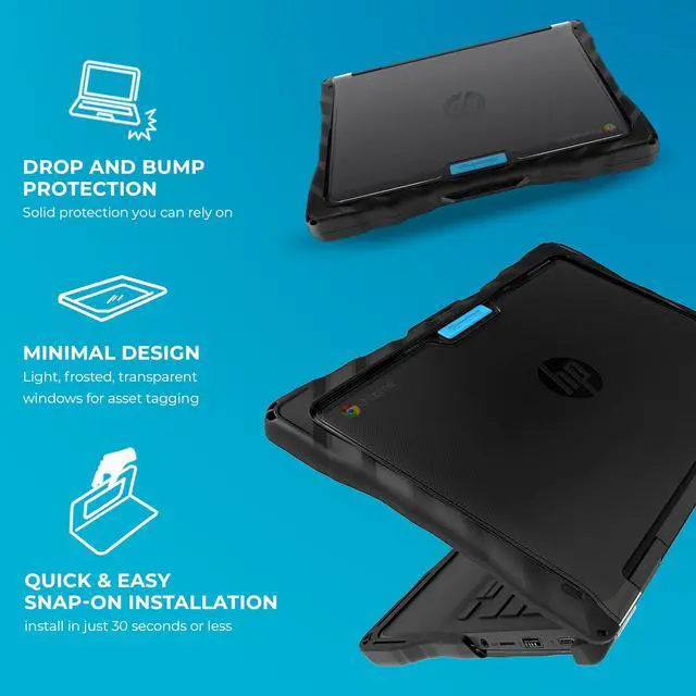 Alt view image 5 of 5 - Gumdrop DropTech Case Fits HP Fortis x360 11-inch G3 J Chromebook (2in1) for Kids K-12 Students Teachers & Classrooms - Drop Tested Rugged Shockproof Bumpers for Reliable Device Protection - Black