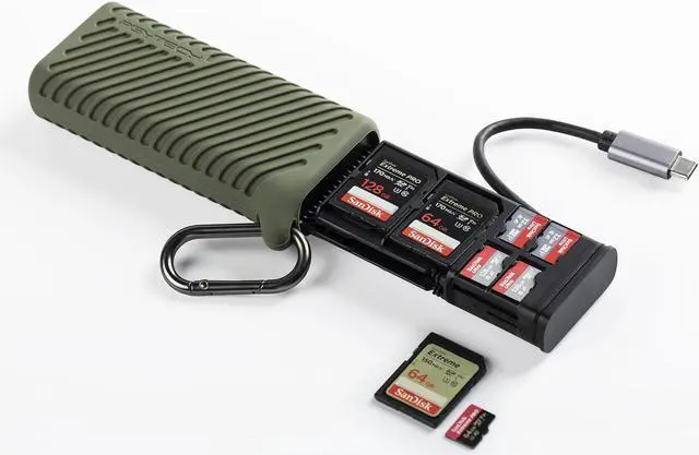 Main image of PGYTECH CreateMate High-Speed SD Card Reader USB 3.1 Type-C SD/TF Card Carrying Case Holder for Cameras, Smartphones, Drones, Action Cameras(Green, for SD/Micro SD)