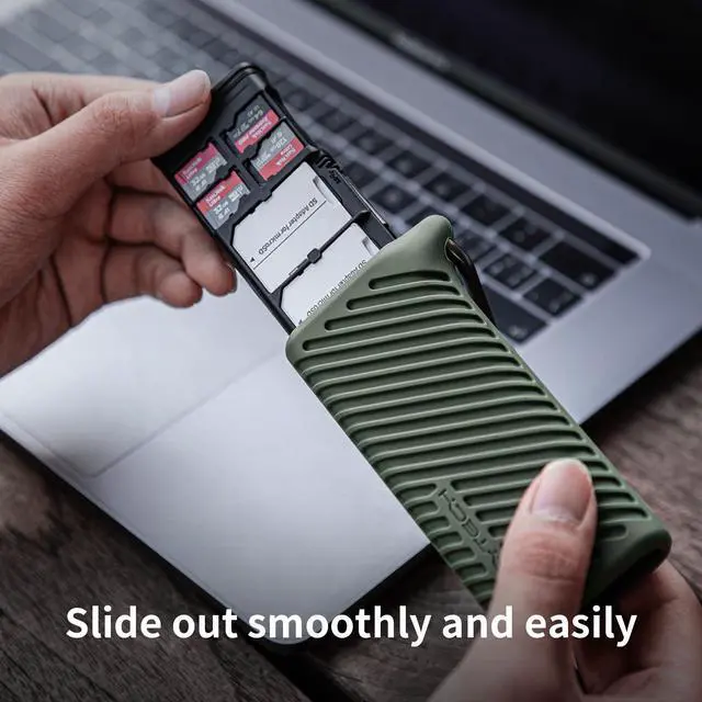 Alt view image 5 of 5 - PGYTECH CreateMate High-Speed SD Card Reader USB 3.1 Type-C SD/TF Card Carrying Case Holder for Cameras, Smartphones, Drones, Action Cameras(Green, for SD/Micro SD)