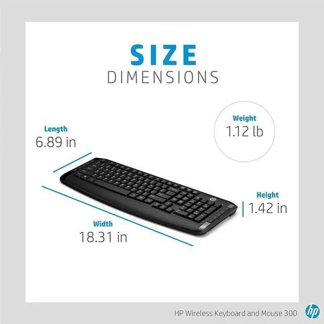 Alt view image 4 of 5 - HP 300 Wireless Keyboard and Mouse 3ML04AA#ABL, 2.4 GHz Wireless Connection, Single USB Nano Receiver, Ultra-Precise Mouse, Ideal for Office Work, Black (2025 Latest Model)