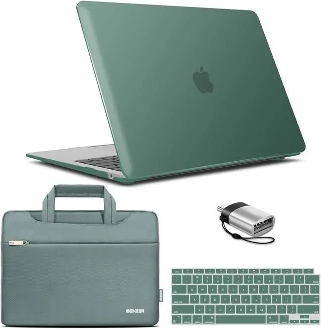 Main image of IBENZER Compatible with New MacBook Air 13 inch Case 2022 2021 2020 M1 A2337 A2179 A1932, Hard Shell Case & Sleeve & Keyboard Cover & Type C for Mac Air 13 with Touch ID, Midnight Green, MAT13-MTGN+3A
