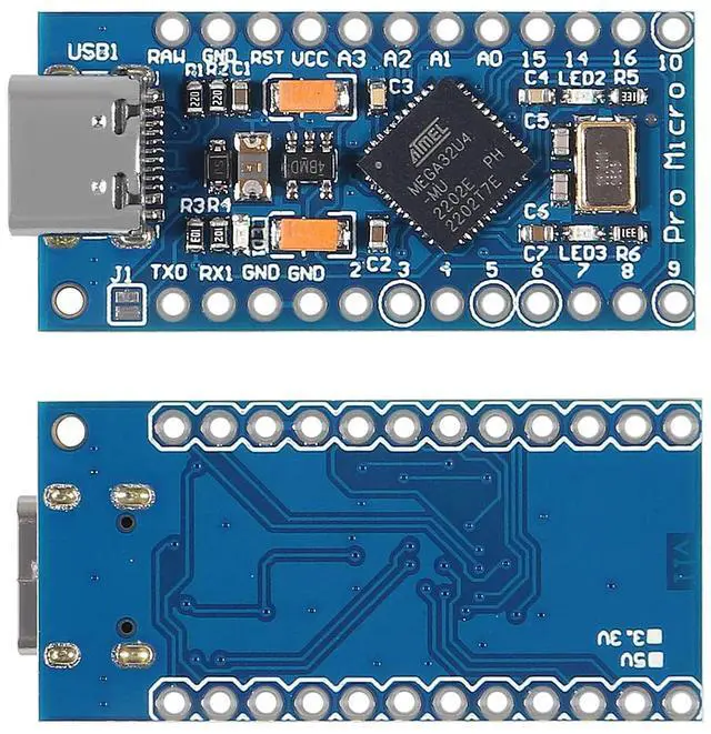 Alt view image 2 of 5 - AITRIP 4PCS Pro Micro ATmega32U4 5V 16MHz Type-C Development Module Board with 2 Row pin Header Compatible arduino Leonardo Replace ATmega328 Pro Mini