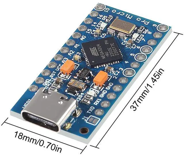 Alt view image 3 of 5 - AITRIP 4PCS Pro Micro ATmega32U4 5V 16MHz Type-C Development Module Board with 2 Row pin Header Compatible arduino Leonardo Replace ATmega328 Pro Mini