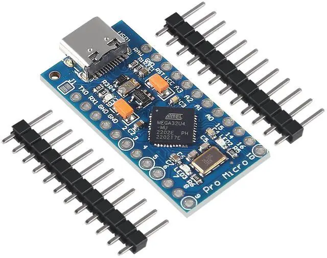 Alt view image 4 of 5 - AITRIP 4PCS Pro Micro ATmega32U4 5V 16MHz Type-C Development Module Board with 2 Row pin Header Compatible arduino Leonardo Replace ATmega328 Pro Mini