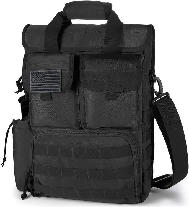 Main image of AlcyoneusD Tactical Briefcase,17.3 Inch Military Laptop Messenger Bag Shoulder Crossbody Bag Handbag for Men (17.3''Black)