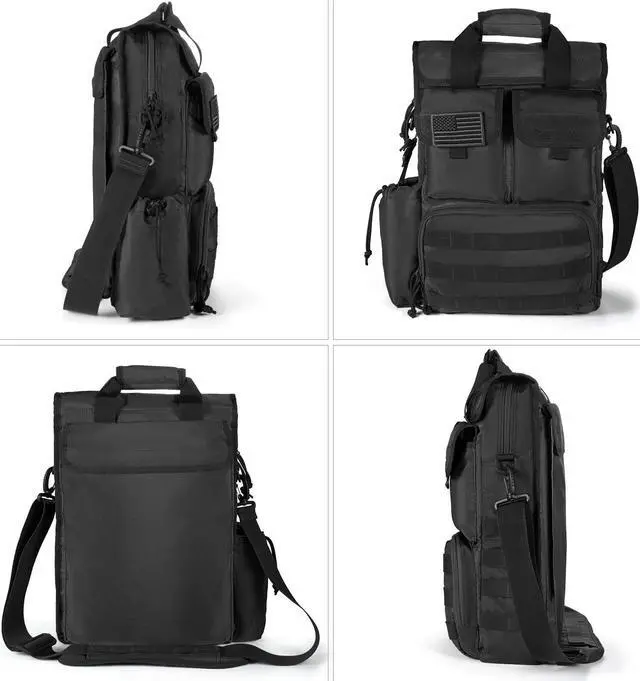 Alt view image 2 of 5 - AlcyoneusD Tactical Briefcase,17.3 Inch Military Laptop Messenger Bag Shoulder Crossbody Bag Handbag for Men (17.3''Black)