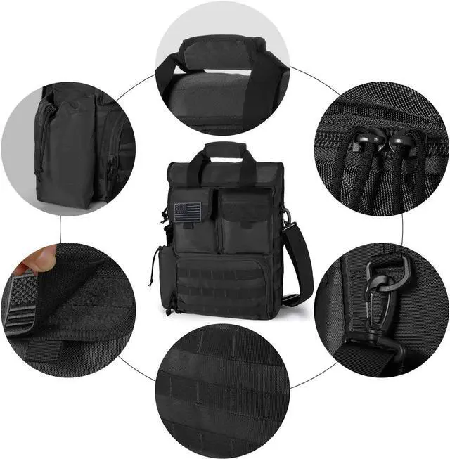 Alt view image 5 of 5 - AlcyoneusD Tactical Briefcase,17.3 Inch Military Laptop Messenger Bag Shoulder Crossbody Bag Handbag for Men (17.3''Black)