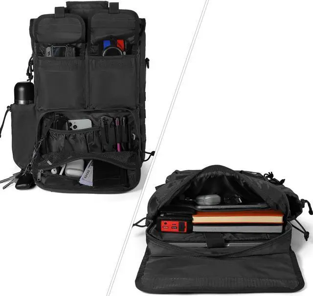 Alt view image 3 of 5 - AlcyoneusD Tactical Briefcase,17.3 Inch Military Laptop Messenger Bag Shoulder Crossbody Bag Handbag for Men (17.3''Black)