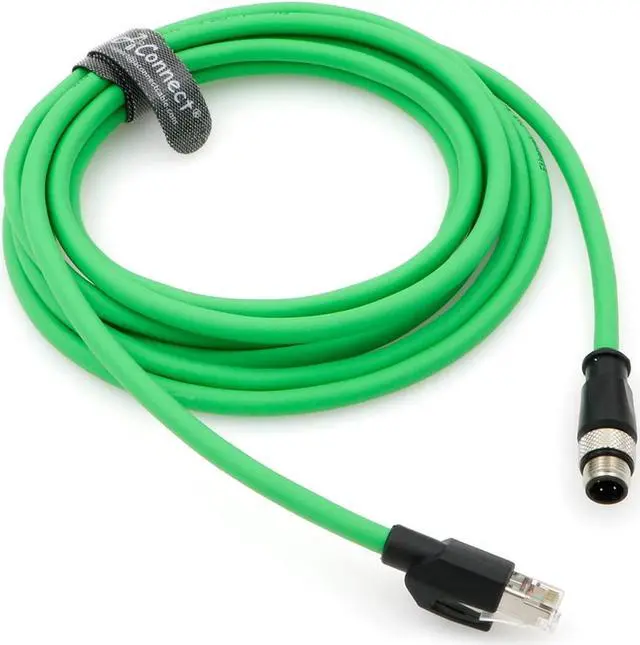 Main image of AConnect D-Code Cable M12 4 Pin Male to RJ45 Male Cat5e High Flexible Waterproof Ethernet Shielded Cable Industrial for Industrial Camera 9.9Ft/3M