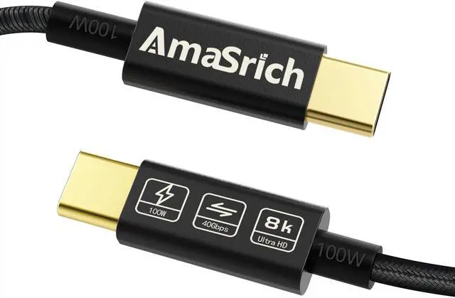 Main image of Amasrich Thunderbolt 4 Cable-USB4-5FT / 1.5M, 100W / 40Gbps, 8K displayport, Type C Compatible with Thunderbolt 3/2, USB-C to USB-C, UL/FCC Certified,MacBook Pro iPad Mac Mini External SSD eGpu