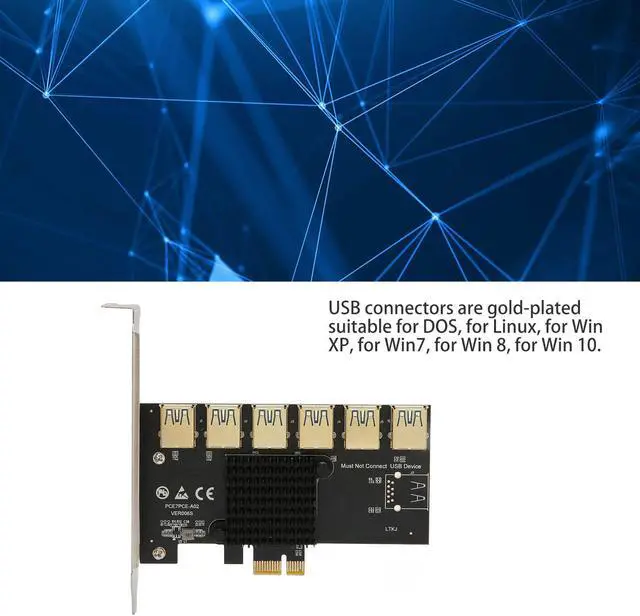 Alt view image 4 of 5 - PCIE 1 to 6 Riser Card, PCIE Splitter 1 to 6 PCIE Riser Card,USB 3.0 Adapter Multiplier Card,PCIE Multiplier Risers 1X to External 6 PCIE,for Bitcoin Mining