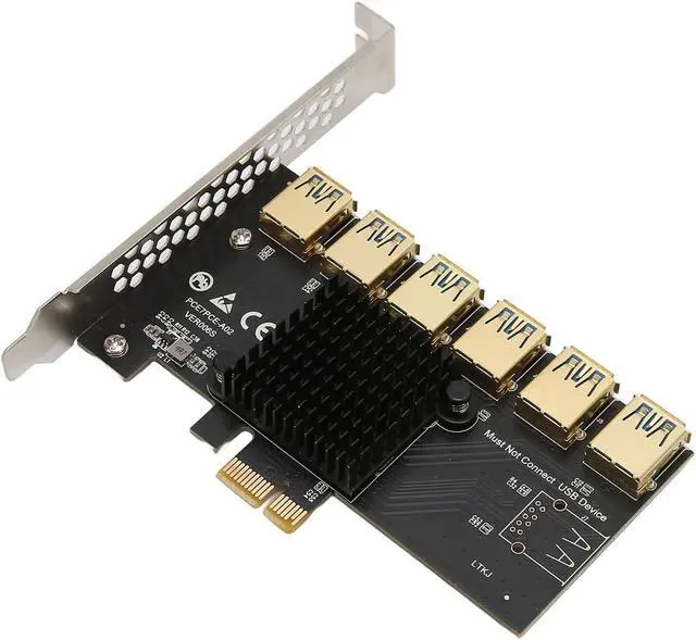 Alt view image 2 of 5 - PCIE 1 to 6 Riser Card, PCIE Splitter 1 to 6 PCIE Riser Card,USB 3.0 Adapter Multiplier Card,PCIE Multiplier Risers 1X to External 6 PCIE,for Bitcoin Mining