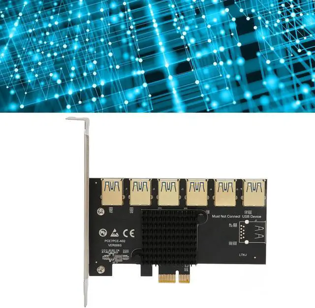 Alt view image 5 of 5 - PCIE 1 to 6 Riser Card, PCIE Splitter 1 to 6 PCIE Riser Card,USB 3.0 Adapter Multiplier Card,PCIE Multiplier Risers 1X to External 6 PCIE,for Bitcoin Mining