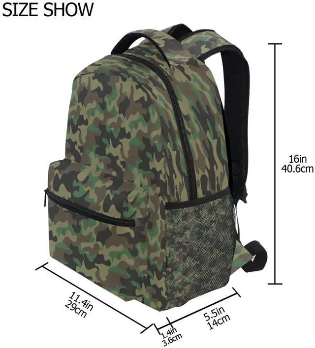 Alt view image 2 of 5 - Kids Backpacks for Boy Girl Camo Schoolbag Kids Tactical Backpack Elementary Primary Middle School Bookbags Back to School 16 inch backpack for Child Age 6-8 for School, Outdoor, Camping, Camo Green