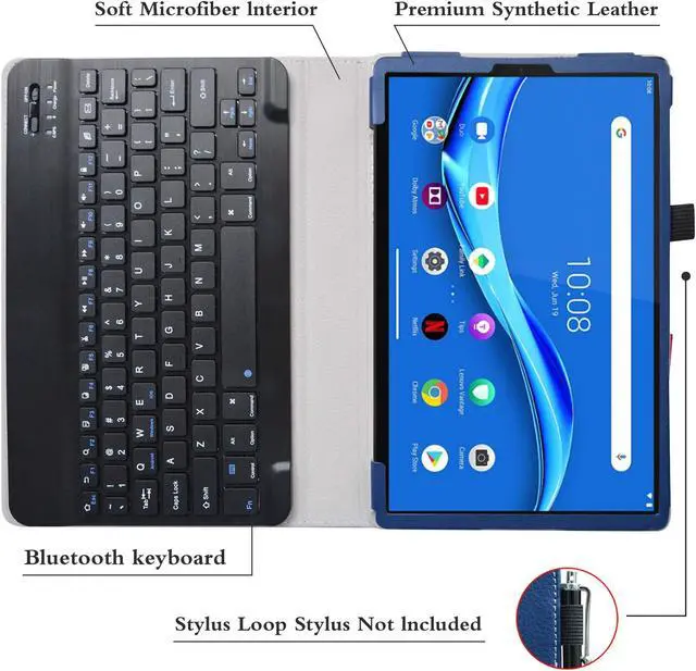 Alt view image 4 of 5 - Bige for Lenovo Tab M10 Plus Keyboard Case,PU Leather Cover with Romovable Keyboard for Lenovo Tab M10 Plus/Smart tab M10 Plus/Smart Tab M10 Plus Gen 2 10.3" Tablet,Blue