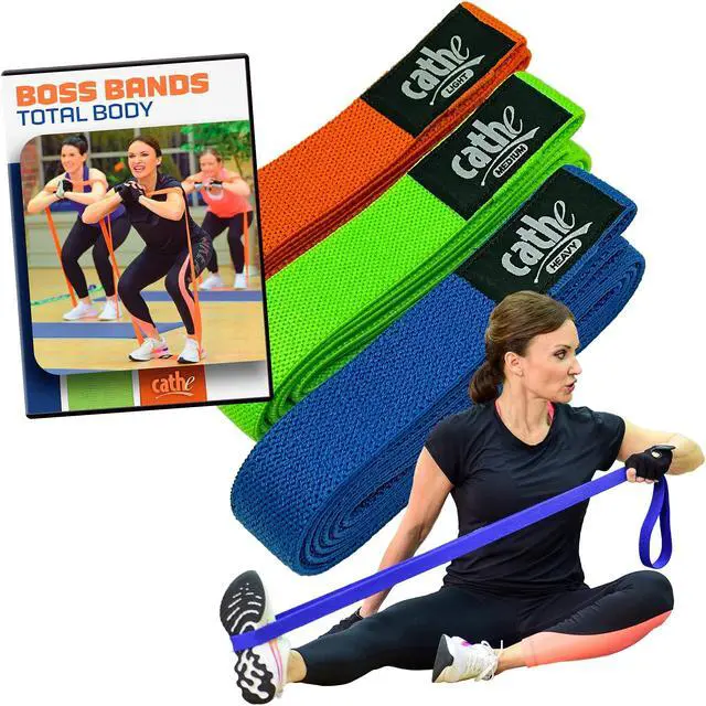 Main image of Cathe Boss Bands Fabric Bands Set of 3 & Cathe Total Body Workout DVD - Also Includes Cathe Travel Carry Case for Your Resistance Bands & DVD  Boss Bands are for Everybody  Take Them Anywhere